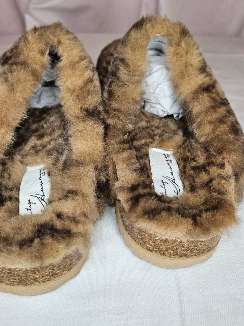 Vintage Havana Brown Faux Fur Clog Sandals - Picture 6 of 9